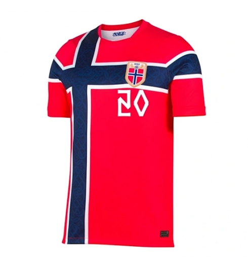 Noorwegen Antonio Nusa #20 Thuis tenue WK 2026 Voetbalshirt Korte Mouw 2 Noorwegen Antonio Nusa #20 Thuis tenue WK 2026 Voetbalshirt Korte Mouw 2