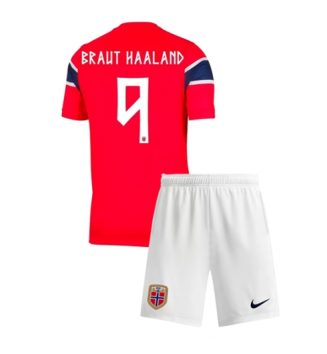 Noorwegen Erling Haaland #9 Thuis tenue Kids WK 2026 Voetbalshirt Korte Mouw + Shorts