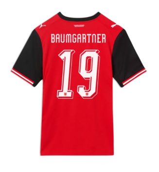 Oostenrijk Christoph Baumgartner #19 Thuis tenue WK 2026 Voetbalshirt Korte Mouw Oostenrijk Christoph Baumgartner #19 Thuis tenue WK 2026 Voetbalshirt Korte Mouw