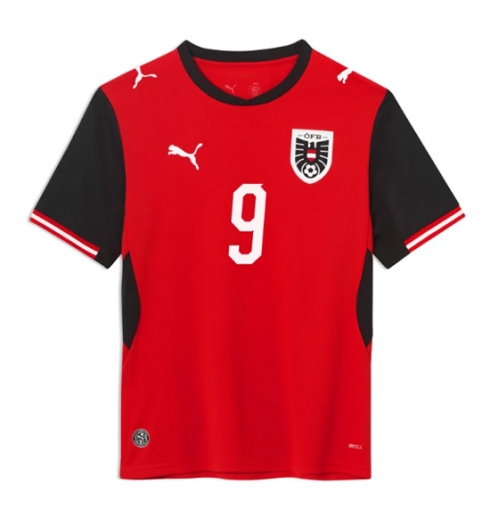 Oostenrijk Marcel Sabitzer #9 Thuis tenue WK 2026 Voetbalshirt Korte Mouw 2 Oostenrijk Marcel Sabitzer #9 Thuis tenue WK 2026 Voetbalshirt Korte Mouw 2