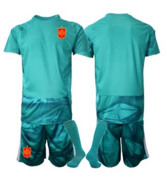 Spanje Keeper Uit tenue Kids WK 2026 Voetbalshirt Korte Mouw + Shorts