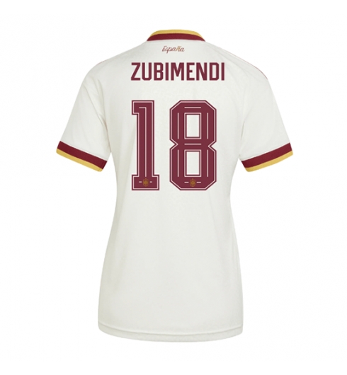 Spanje Martin Zubimendi #18 Uit tenue Dames WK 2026 Voetbalshirt Korte Mouw Spanje Martin Zubimendi #18 Uit tenue Dames WK 2026 Voetbalshirt Korte Mouw