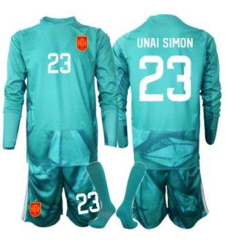 Spanje Unai Simon #23 Keeper Uit tenue Kids WK 2026 Lange Mouwen (+ broek)