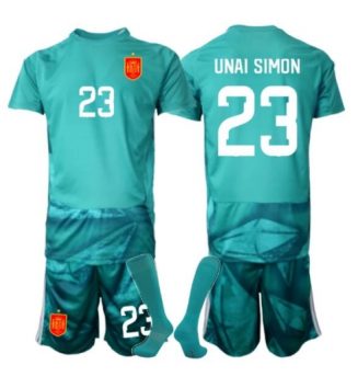 Spanje Unai Simon #23 Keeper Uit tenue Kids WK 2026 Voetbalshirt Korte Mouw + Shorts
