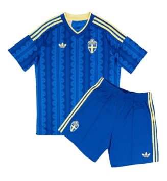 Zweden Uit tenue Kids WK 2026 Voetbalshirt Korte Mouw + Shorts
