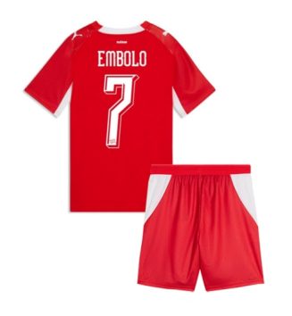 Zwitserland Breel Embolo #7 Thuis tenue Kids WK 2026 Voetbalshirt Korte Mouw + Shorts Zwitserland Breel Embolo #7 Thuis tenue Kids WK 2026 Voetbalshirt Korte Mouw + Shorts
