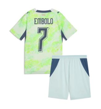 Zwitserland Breel Embolo #7 Uit tenue Kids WK 2026 Voetbalshirt Korte Mouw + Shorts Zwitserland Breel Embolo #7 Uit tenue Kids WK 2026 Voetbalshirt Korte Mouw + Shorts