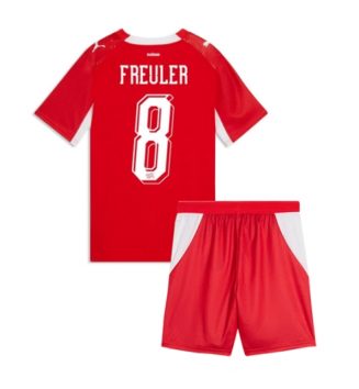 Zwitserland Remo Freuler #8 Thuis tenue Kids WK 2026 Voetbalshirt Korte Mouw + Shorts Zwitserland Remo Freuler #8 Thuis tenue Kids WK 2026 Voetbalshirt Korte Mouw + Shorts