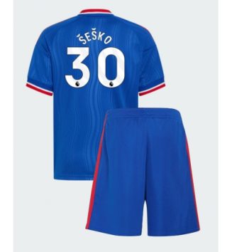 Manchester United Benjamin Sesko #30 Uit tenue Kids 2026-27 Voetbalshirt Korte Mouw + Shorts