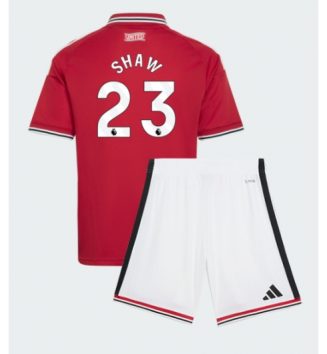 Manchester United Luke Shaw #23 Thuis tenue Kids 2026-27 Voetbalshirt Korte Mouw + Shorts