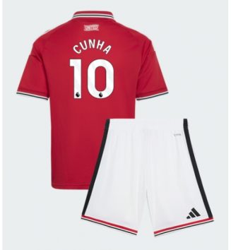 Manchester United Matheus Cunha #10 Thuis tenue Kids 2026-27 Voetbalshirt Korte Mouw + Shorts